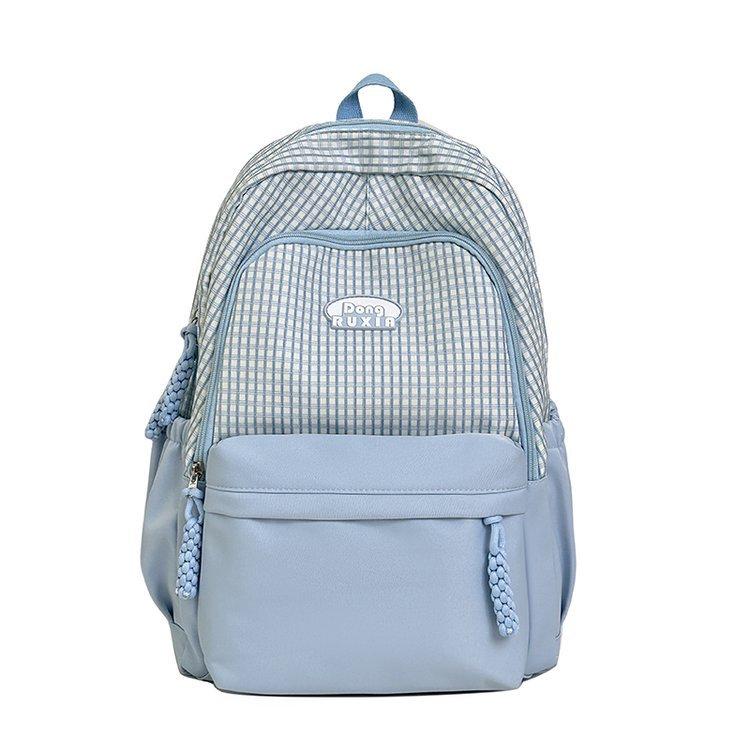 Schoolbag high value ins girl cute plaid large capacity college style schoolbag junior high school student college student backpack