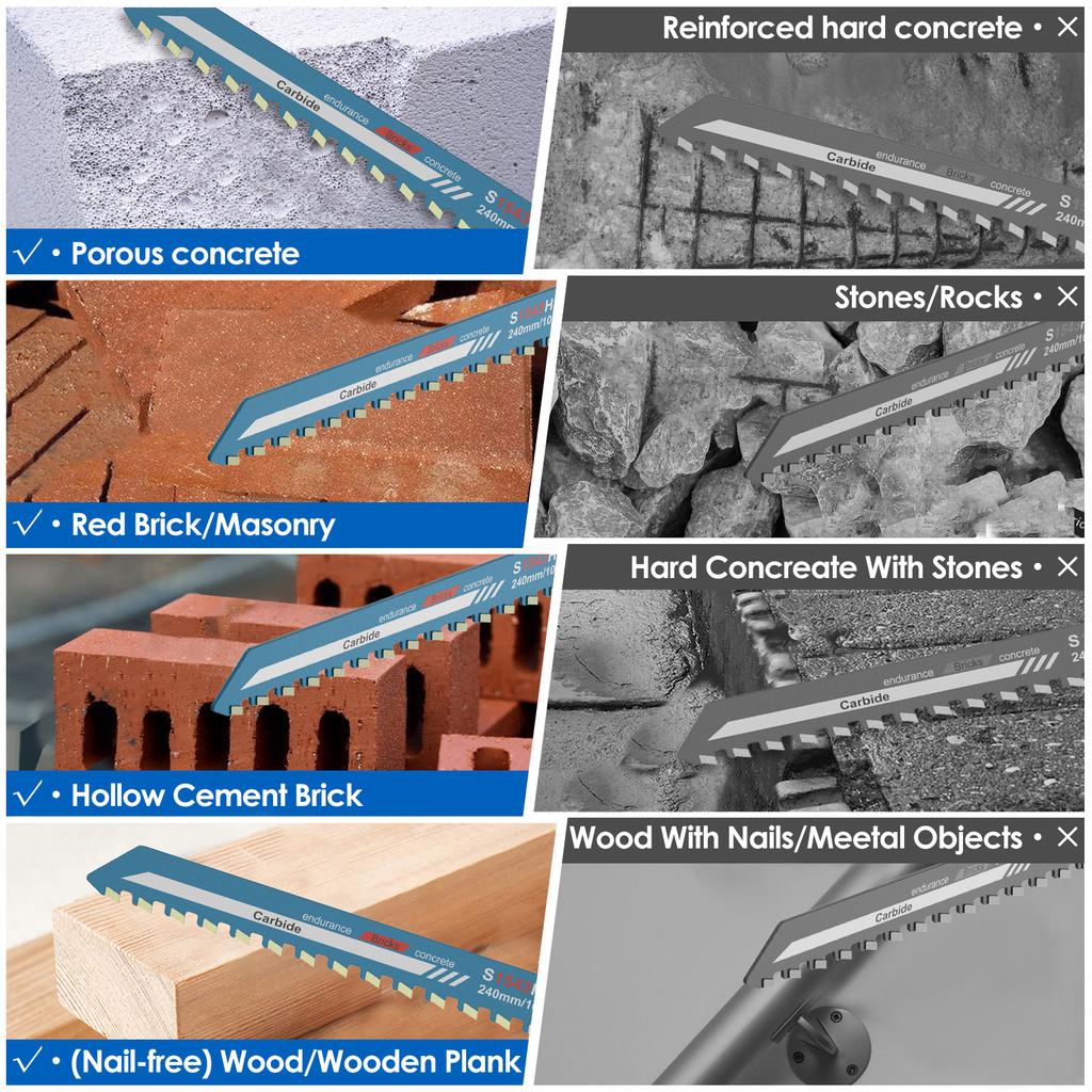 3 шт. полотна для сабельной пилы 240 мм зубья из карбида вольфрама сабельная пила для непрерывной резки кладки бетона полотно для сабельной пилы