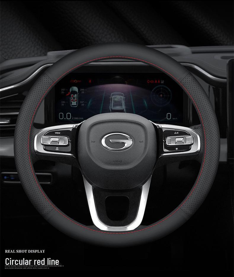 Genuine Leather Steering Wheel Cover for Trumpchi GS4/GS3/GS5/AION V/S/Mei 580/GA4/GA6 - Four Seasons Fit