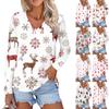 Women's Casual Fashion Sexy Comfortable Christmas Printed V-Neck Long Sleeve Top