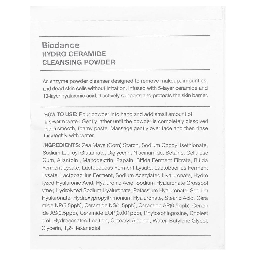 Hydro Ceramide Cleansing Powder, 30 Packs, 1G (0.03Oz) Each