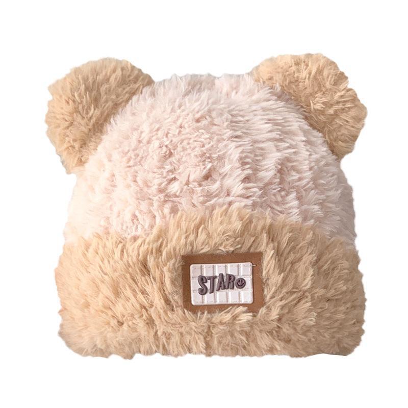 Sweet and Cute Wool Hat Female Korean Version Versatile Patch Letter Winter Warm and Cold Ear Protection Wool Hat