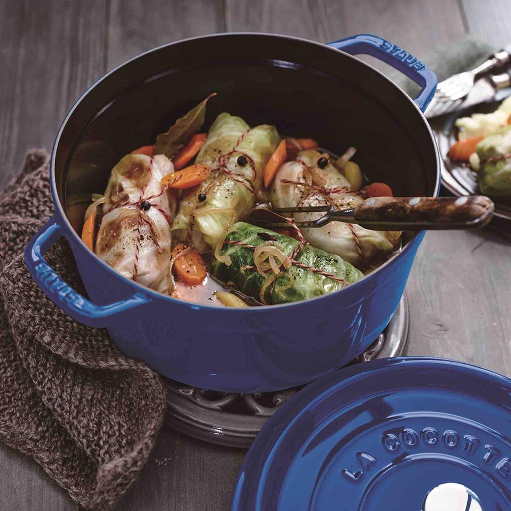 Staub Pico Cocotte Круглый 24 см Королевский Синий литой эмалированный горшок ручной работы Безопасен для духовки