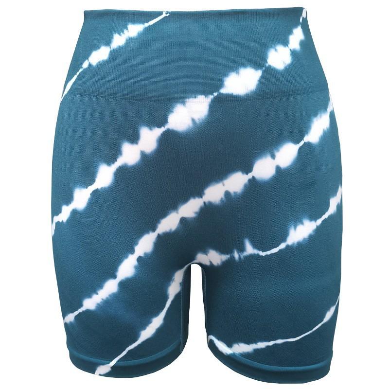 Tie Dye Спортивные Беговые Бесшовные Шорты Для Йоги Летние Высокой Талией Фитнес Пуш-Ап Леггинсы Для Йоги Женская Мода Slim Fit Повседневные Леди Леггинсы Шорты 24421