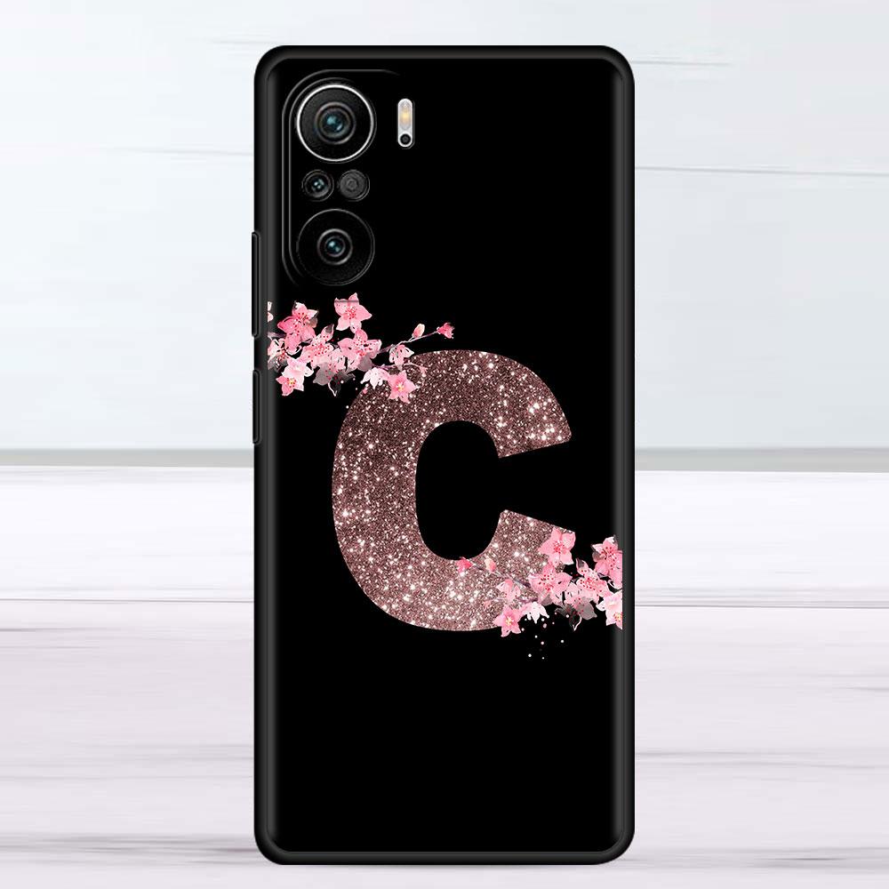 Цветочная буква розовый модный начальный чехол для Xiaomi Redmi Note 11 10 Pro 12 9S 9 8 9C 9A K40 10C 8T 9T силиконовый чехол для телефона