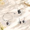 3PCS Hugging Goose Pendant Pearl Bracelet Set, Black White Swan Earrings