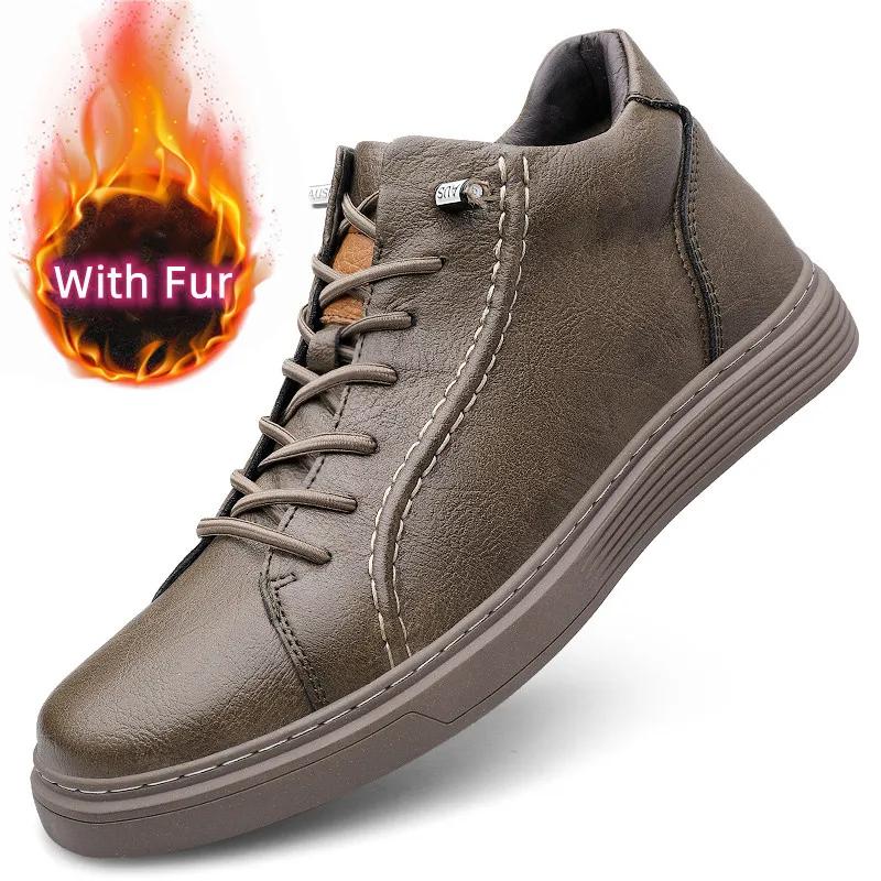 Модный Роскошный Бренд Мужские Ботильоны на Шнуровке Модная Мужская Обувь Натуральная Кожа Мужские Кроссовки Новый Тренд Мужская Удобная Обувь для Ходьбы