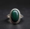 Кольцо с зеленым малахитом, эффектное кольцо, стерлинговое серебро 925 пробы, украшения ручной работы, кольцо в стиле бохо, подарок для нее, женское кольцо