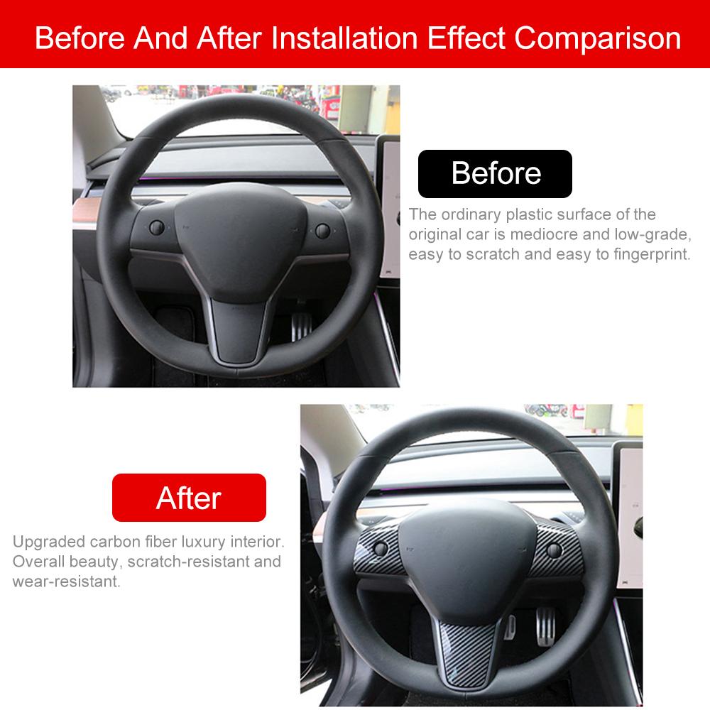 3 шт./компл. наклейка на отделку ABS внутренняя модифицированная отделка рулевое колесо из углеродного волокна накладка для Tesla Model 3 Y