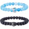 UEUC King&Queen Crown Distance Couple Bracelets His and Her Friendship 8mm Beads Bracelet