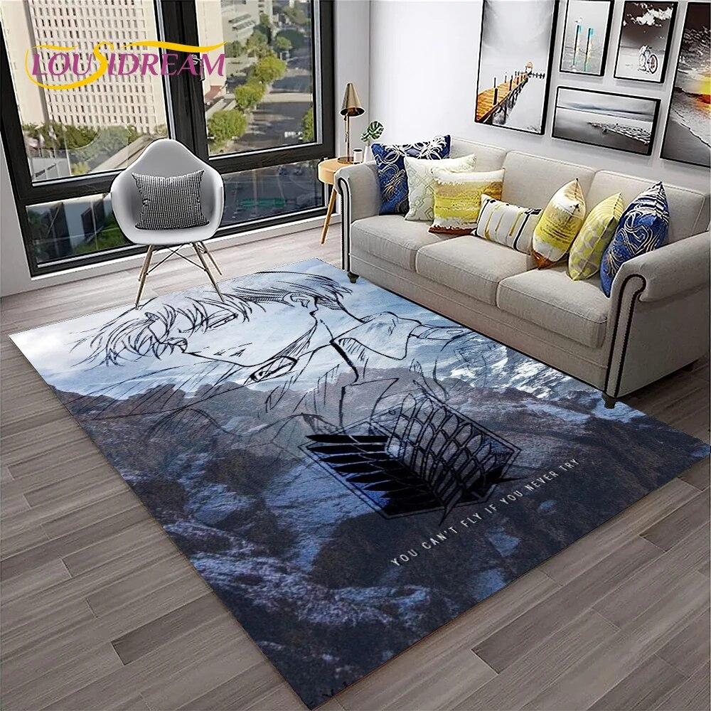 3D аниме «Атака Титанов» ковер с героями мультфильмов для дома, гостиной, спальни, дивана, коврика, декор, детский игровой коврик, нескользящий напольный коврик