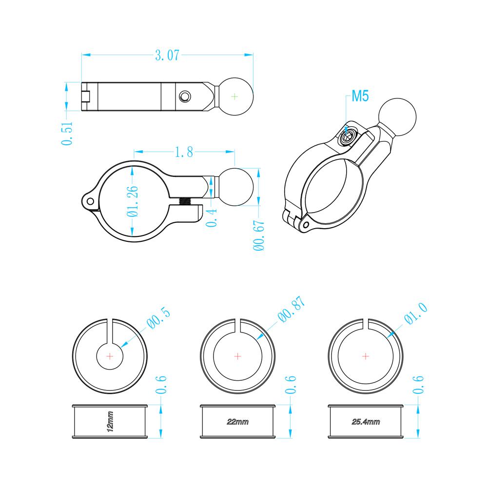 Адаптер с шаровой головкой 17 мм 25 мм, держатель для шарового крепления, алюминиевый сплав, основание для шарового крепления на руль, регулируемое для держателя телефона на мотоцикле