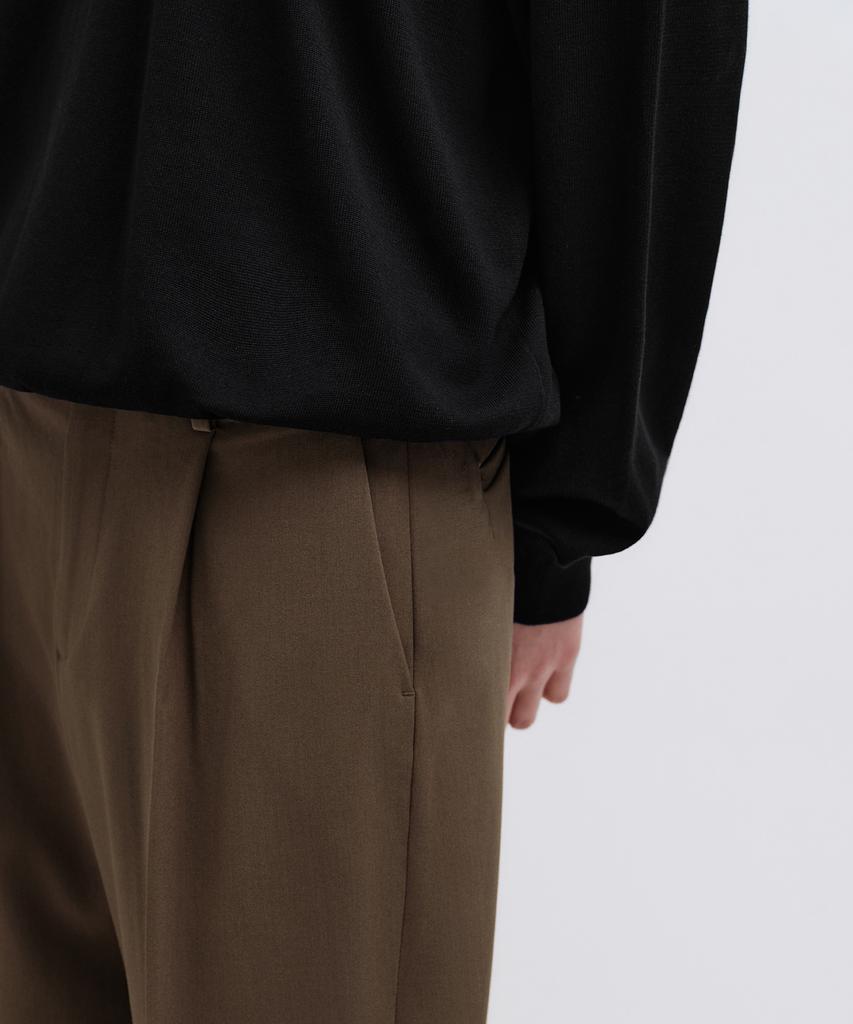 MUSINSA STANDARD Wide Hidden Banding Slacks [Brown]