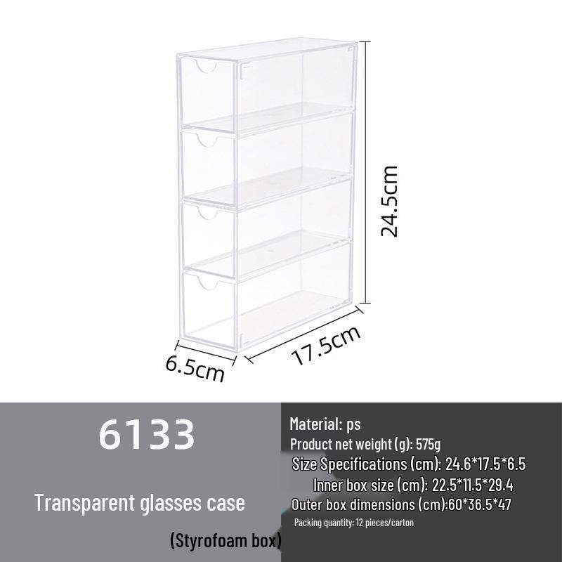 Акриловый бокс для хранения солнцезащитных очков для трансграничной торговли: Многослойный настольный выставочный шкаф с выдвижными ящиками, пылезащитная полка