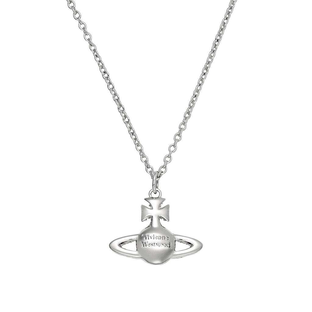 Vivienne Westwood Grace Full Diamond Saturn Pendant Necklace Women necklace Silver 6302009202P116CNP116