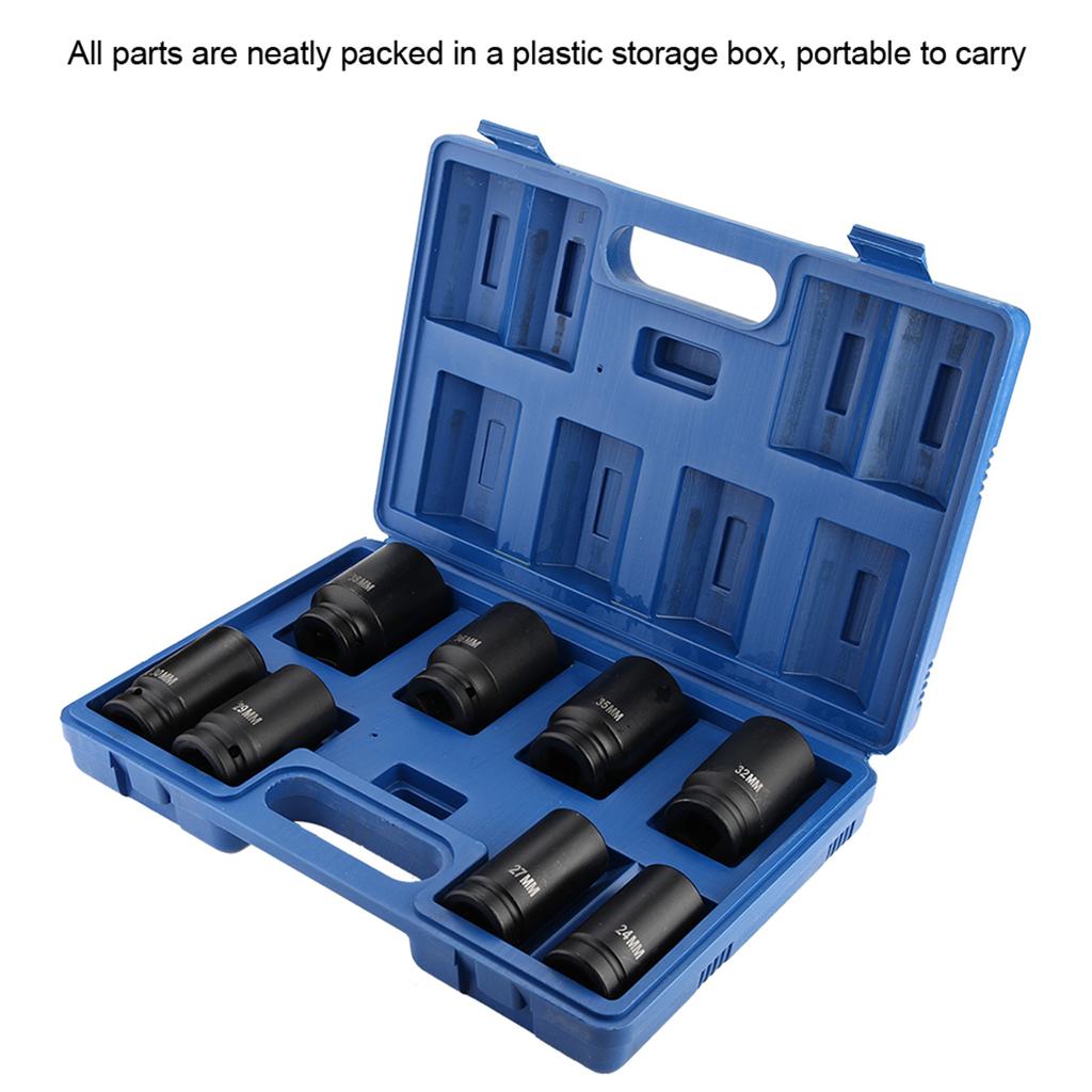 Набор из 8 прочных ударных торцевых головок 3/4 дюйма, 24–38 мм