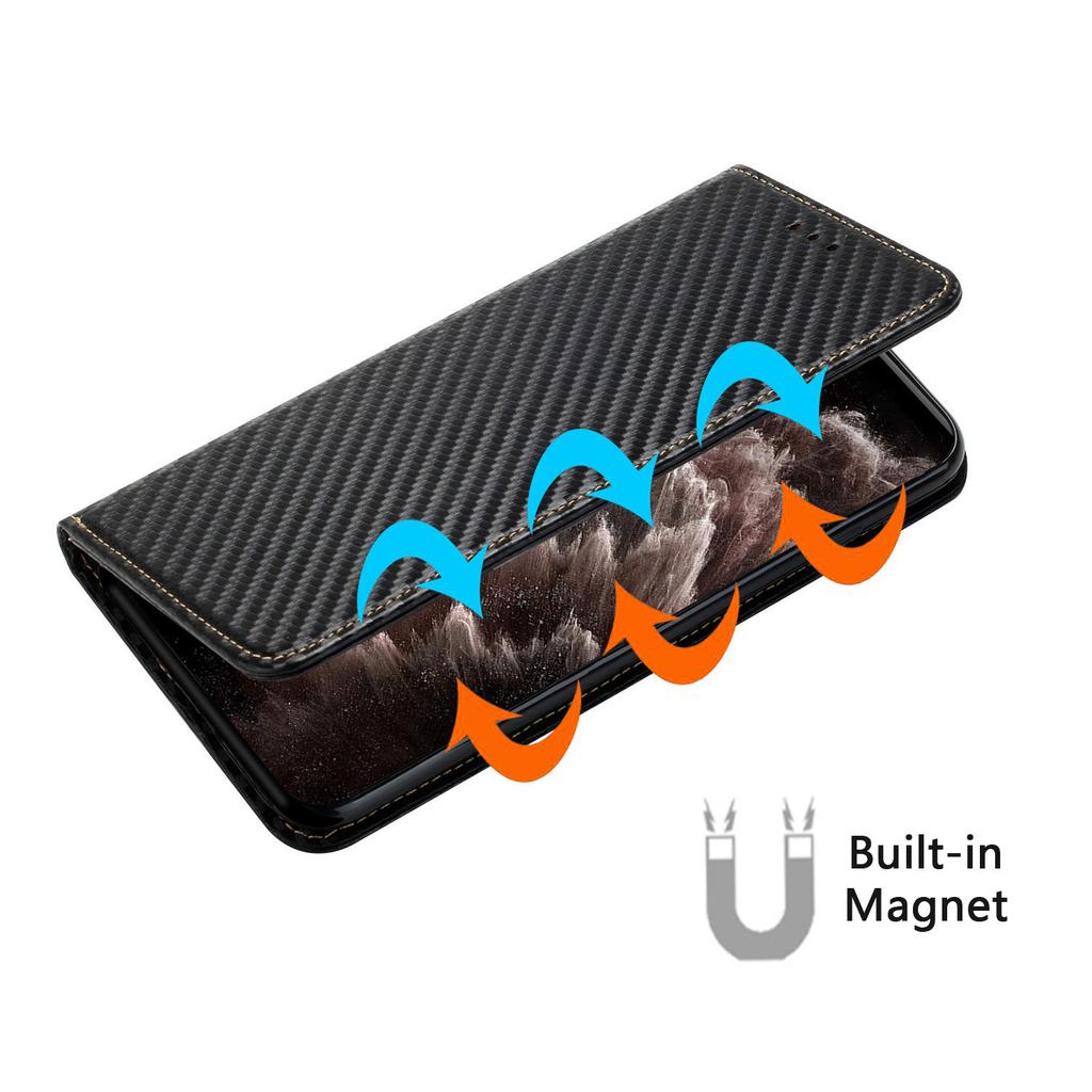 For Samsung Galaxy S24 Case Carbon Fiber Texture Wallet Stand Leather Cover