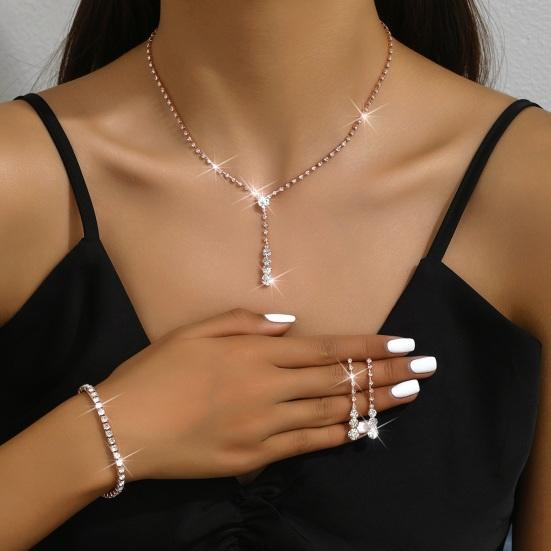 3 шт./компл. женский комплект ювелирных изделий, однорядные инкрустированные стразами ожерелья, серьги, браслеты, гипоаллергенные легкие украшения на Рождество для мам