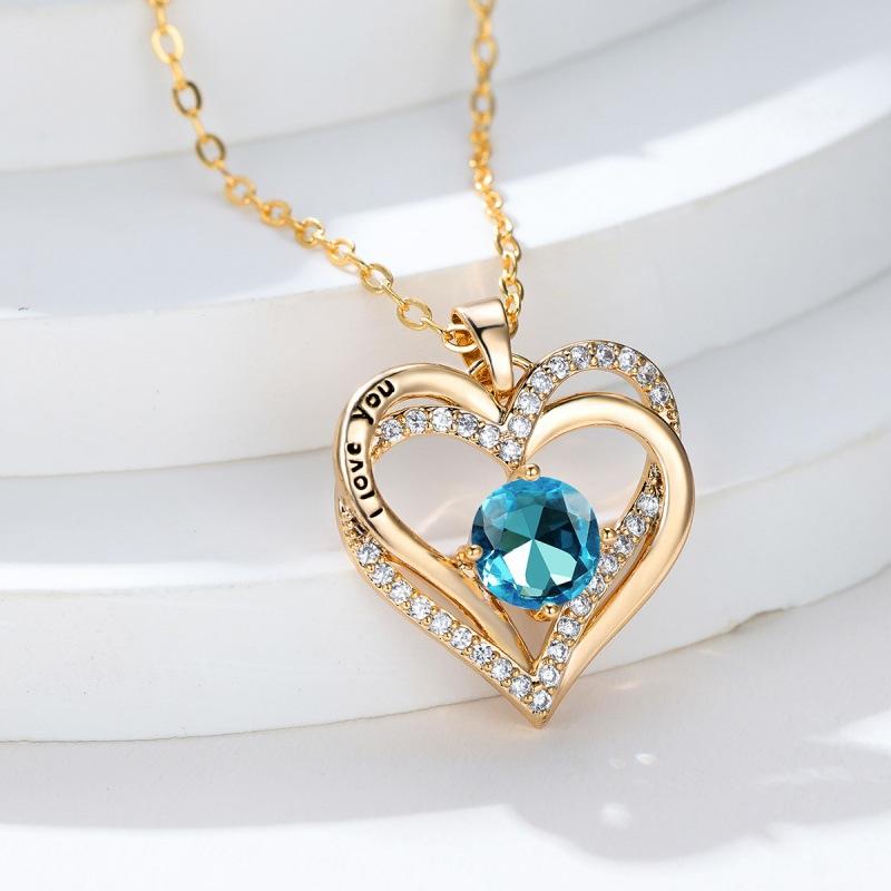 SHENI fashion micro-inlaid double heart-shaped micro-inlaid zircon confession collarbone necklace
