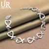 925 Sterling Silver Hollow Heart-shaped Bracelet Fashionable Wedding Jewelry