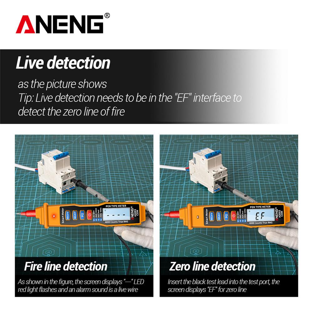 Aneng A3003 Цифровой мультиметр перьевого типа, 4000 отсчетов с бесконтактным инструментом для измерения сопротивления переменному/постоянному напряжению, емкости Гц