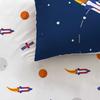Parure de lit enfant 100% coton - MATT &amp; ROSE - EXPLORE SPACE - Bleu - 140x200+63x63cm
