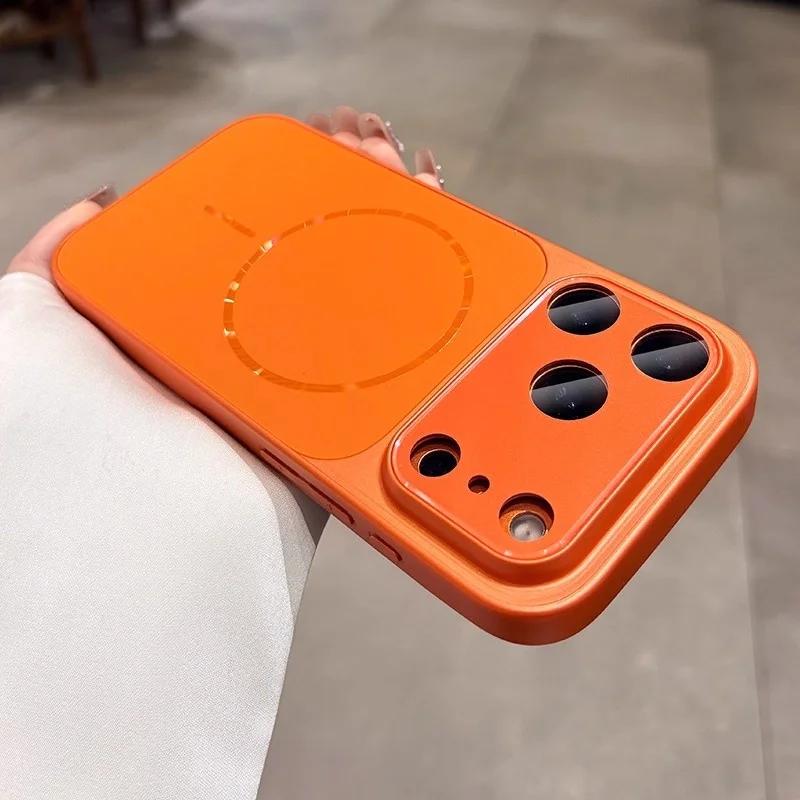 Матовый чехол для телефона с защитой линз для For Iphone 17Pro max 16 1 14 13 Для Беспроводной Зарядки Мягкий Ударопрочный Бампер