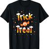 Мужская футболка на Хэллоуин с принтом 'Trick or Treat' Черная с Желтым Оранжевым Принтом Конфет Короткий Рукав Повседневная Круглый Вырез