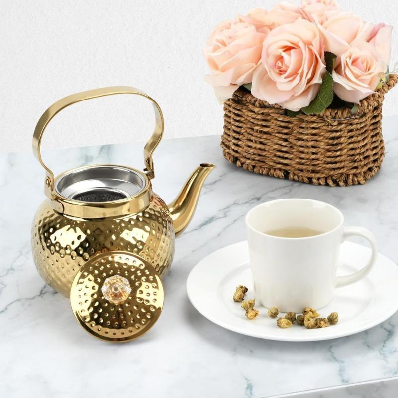 Кованый чайник, Чайник/кофейник из нержавеющей стали, Чайник для рассыпного чая, для чая, молока, кофе, 1,2 л Чайник с ситечком Кухонные принадлежности, Для улицы
