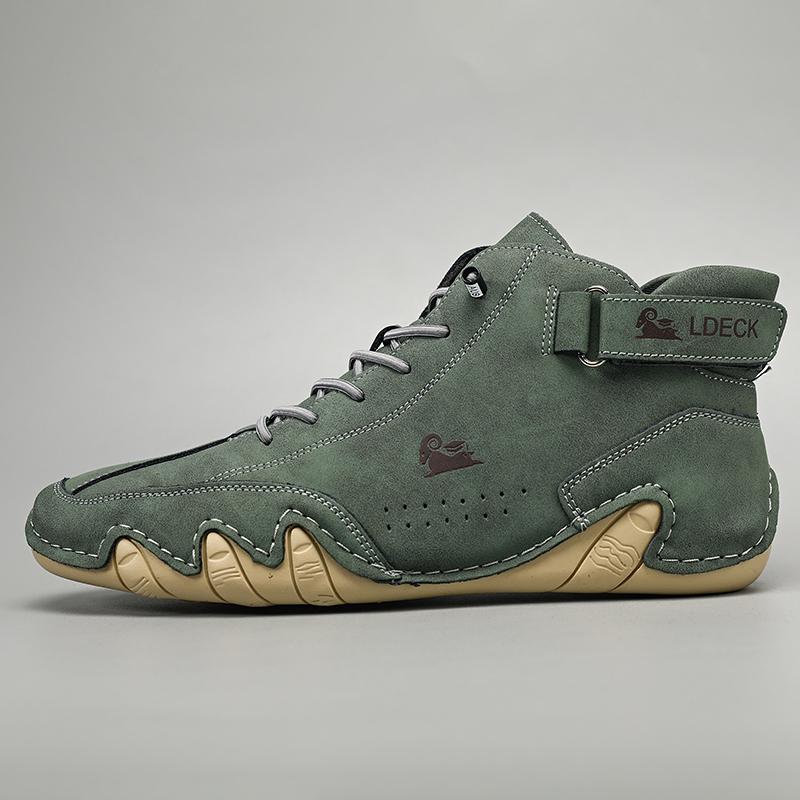 Итальянские замшевые ботинки ручной работы с застежкой, высокие плюшевые утепленные мужские повседневные туфли, хлопковая обувь, кожаные сапоги с носком, мужская зимняя обувь