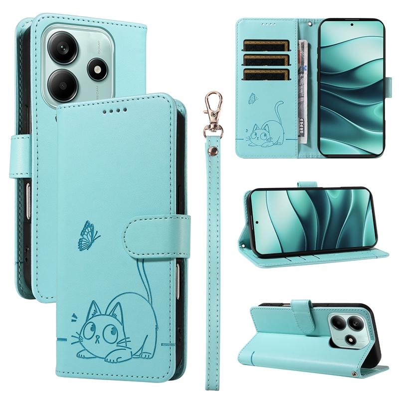 Магнитный кожаный чехол-кошелек с откидной крышкой для Xiaomi Redmi Note 8 8T 9 10 11 12 13 14 Pro 4G 5G | Тисненый дизайн с изображением кошек и бабочек
