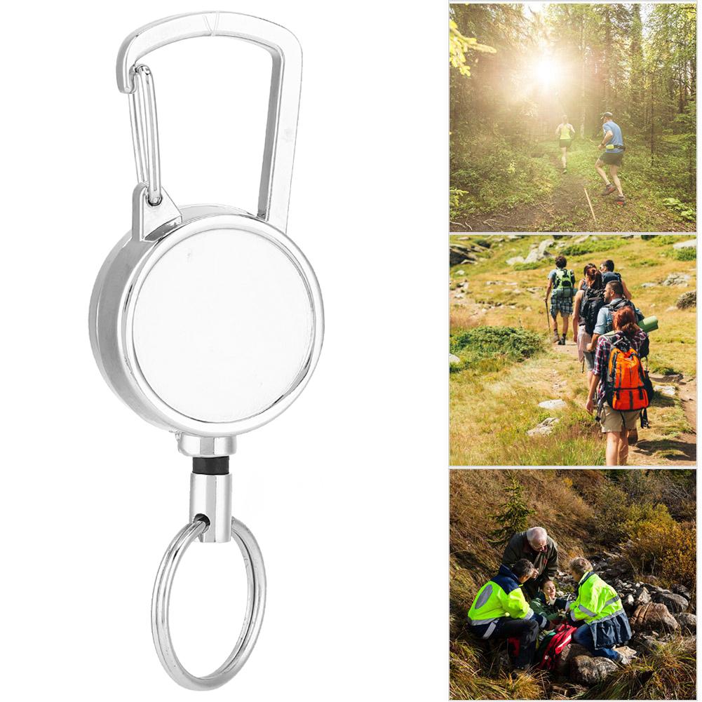 Металлический выдвижной брелок для ключей с высокопрочным нейлоновым тросом, шнур против потери, кольцо для ключей, пряжка, для улицы