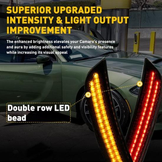 4XSmoked LED Side Marker Parking Bumper Lights AMBER/RED For Dodge 15-21 Charger