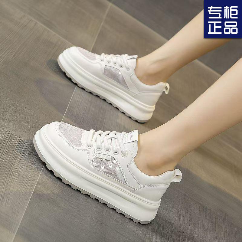 2025 весна и осень новые сетчатые дышащие маленькие белые туфли женские на платформе повседневные универсальные туфли для серфинга маленькие ароматные кружевные туфли для рыбалки