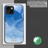 Синий цвет с акварельным оттенком Для iPhone 17 Pro Max 16E 15 Pro 14 13 Plus 12 mini 11 XR Xs X 7 8 16 Air Для Magsafe Стеклянный чехол для телефона