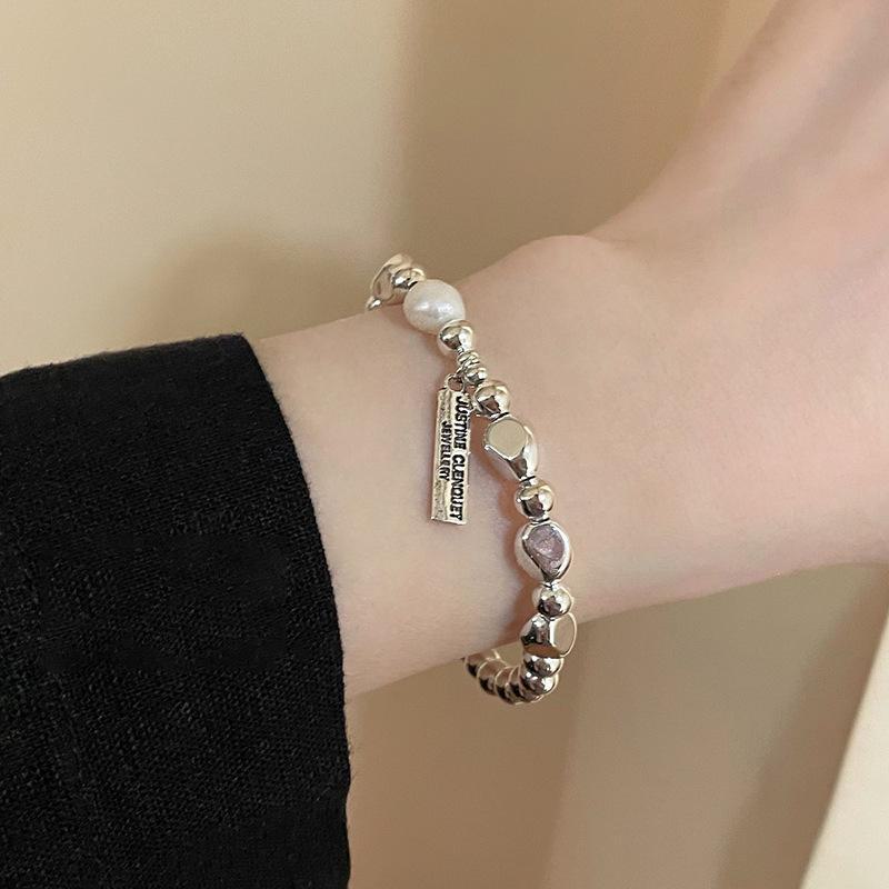 Женский браслет с барочным жемчугом, легкий роскошный стиль, простой, элегантный серебряный дизайн, вдохновленный знаменитостями.