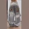 Women's Gradient Hip-Hop Embroidered Loose Slim Jeans
