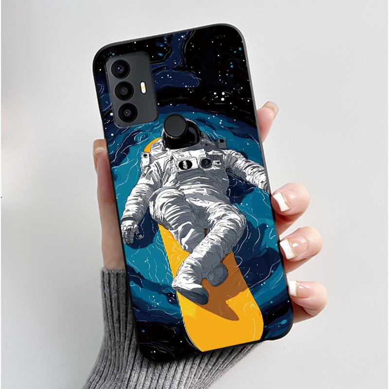 Anti-scratch Casing For TCL 30 SE/TCL 30E/TCL 306/TCL 305 Cover Soft Silicone Black Shell Golden Butterflie And Flower Pattern