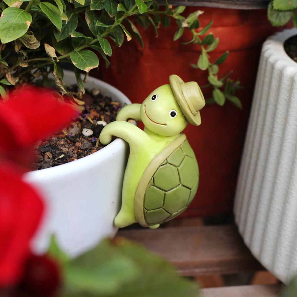 Миниатюрная статуэтка, украшение для цветочного горшка, симпатичные аксессуары для цветочного горшка, статуэтка из смолы, подходит для террасы, двора, украшения