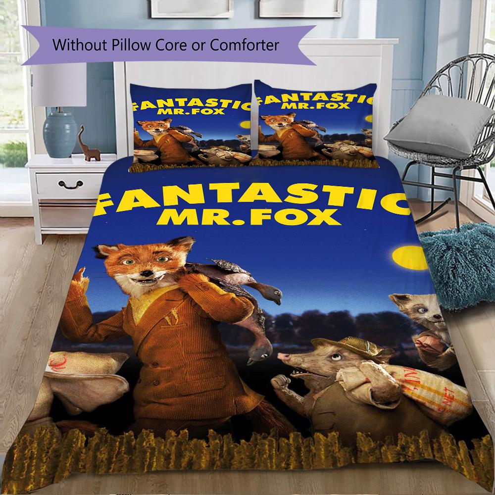 Fantastic Mr. Fox Pattern Bedding,Quilt Set Quilt Cover Pillowcase Home Birthday Gift (1*duvet cover+2*pillowcase,without core)SSJT0917005
