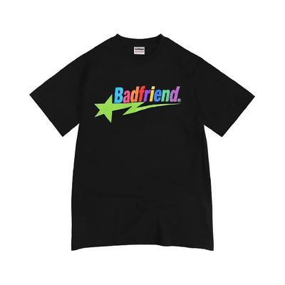 Хлопковая футболка с буквенным принтом, свободные топы с принтом Badfriend, свободные топы с короткими рукавами и круглым вырезом