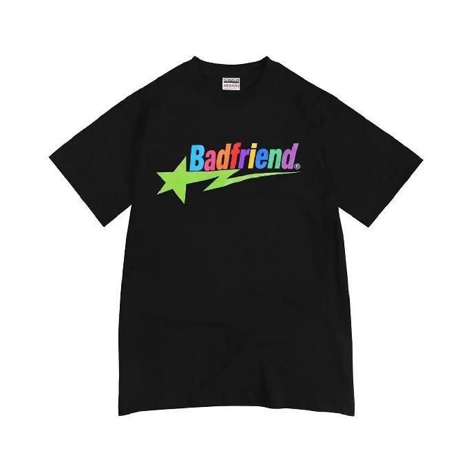 Хлопковая футболка с буквенным принтом, свободные топы с принтом Badfriend, свободные топы с короткими рукавами и круглым вырезом