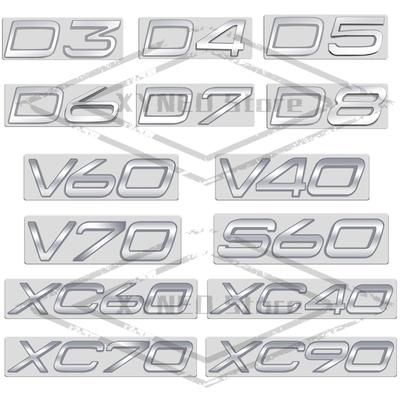Металлическая наклейка на автомобиль Для V40 V60 V70 XC40 XC60 XC90 XC70 S60 S90 D2 D3 D4 D5 D6 D7 D8 AWD Ярко-серебристый значок Наклейка на багажник