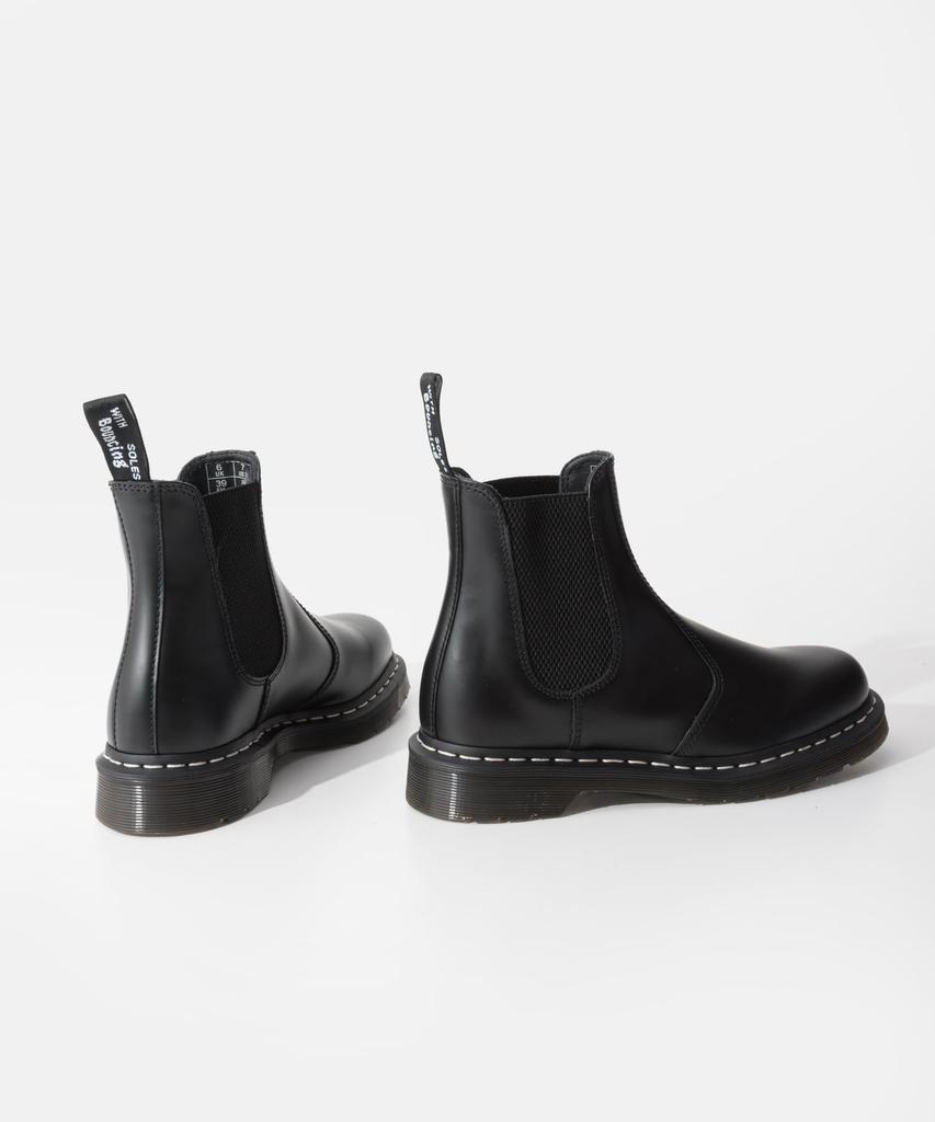 Доктор. Ботинки Челси Dr. Martens 2976 26257001 Белая Строчка Кожаные Черные