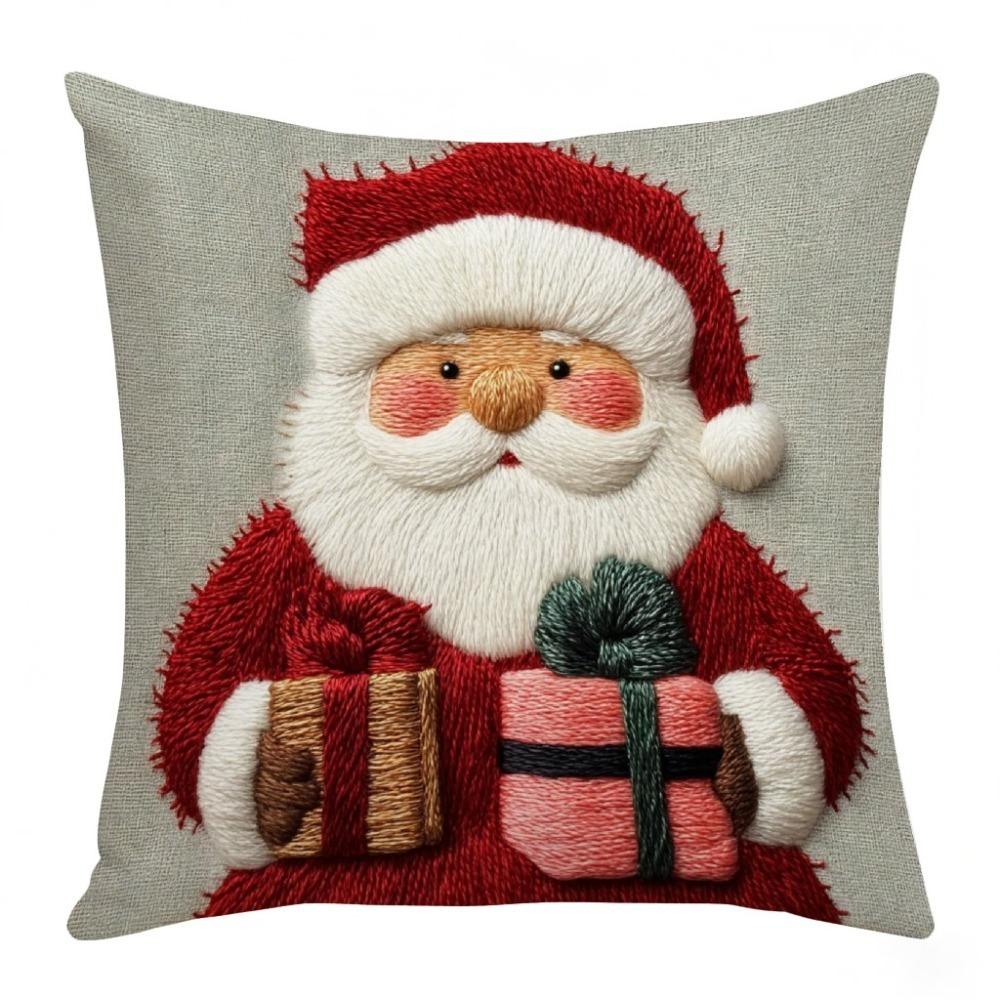 Short Plush Christmas Pillow Cover 45x45cm Sofa Cushion Cover  Xmas Home Decoration