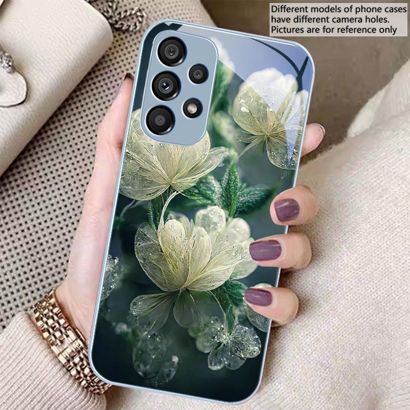 Розовый Хрустальный Цветок Для Samsung S8 S9 S10 S20 Ultra S21 Pro S22 Plus S23 FE S24 Ultra S25 Edge S25Ultra Стеклянный Чехол Для Телефона