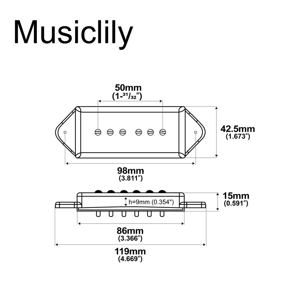 Звукосниматель Artec ASA93 Alnico 5 P90 Dog-Ear с бриджевым звукоснимателем для электрогитары типа ES330 Casino, хром
