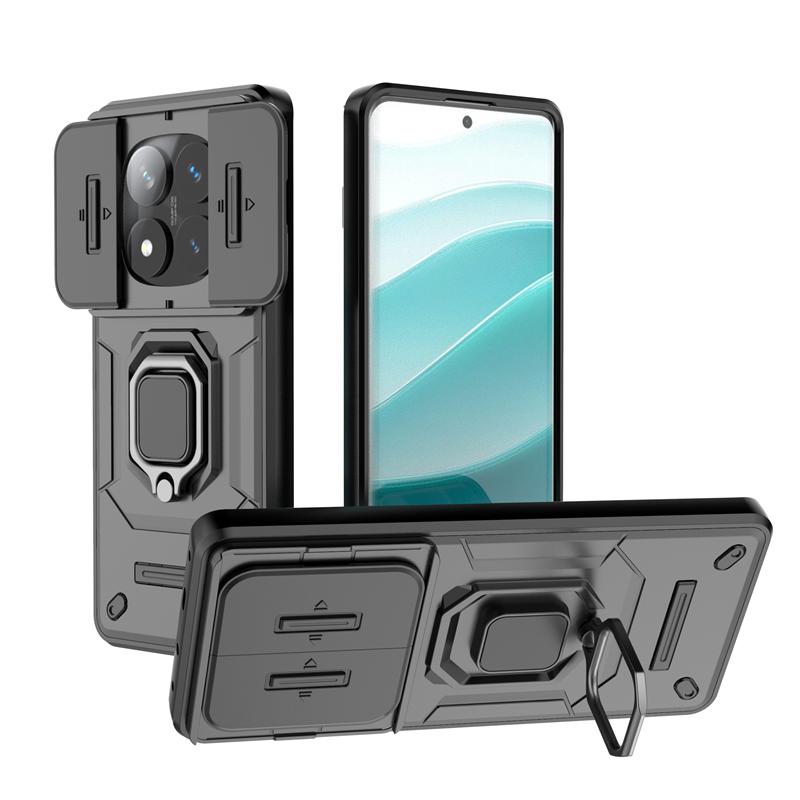 For Xiaomi Redmi Note 14 Pro Plus 5G Case Slide Camera Shockproof Armor Case For Redmi Note 14 Pro+ Magnetic Ring Stand Cover