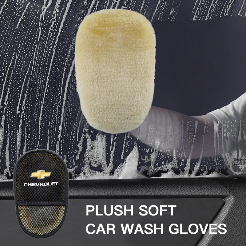 AABHI1 Car Emblem Car Wash Gloves Cleaning Tools For Chevrolet Cruze Spark Captiva Suburban Tahoe Traverse Orlando Volt Silverado Camar