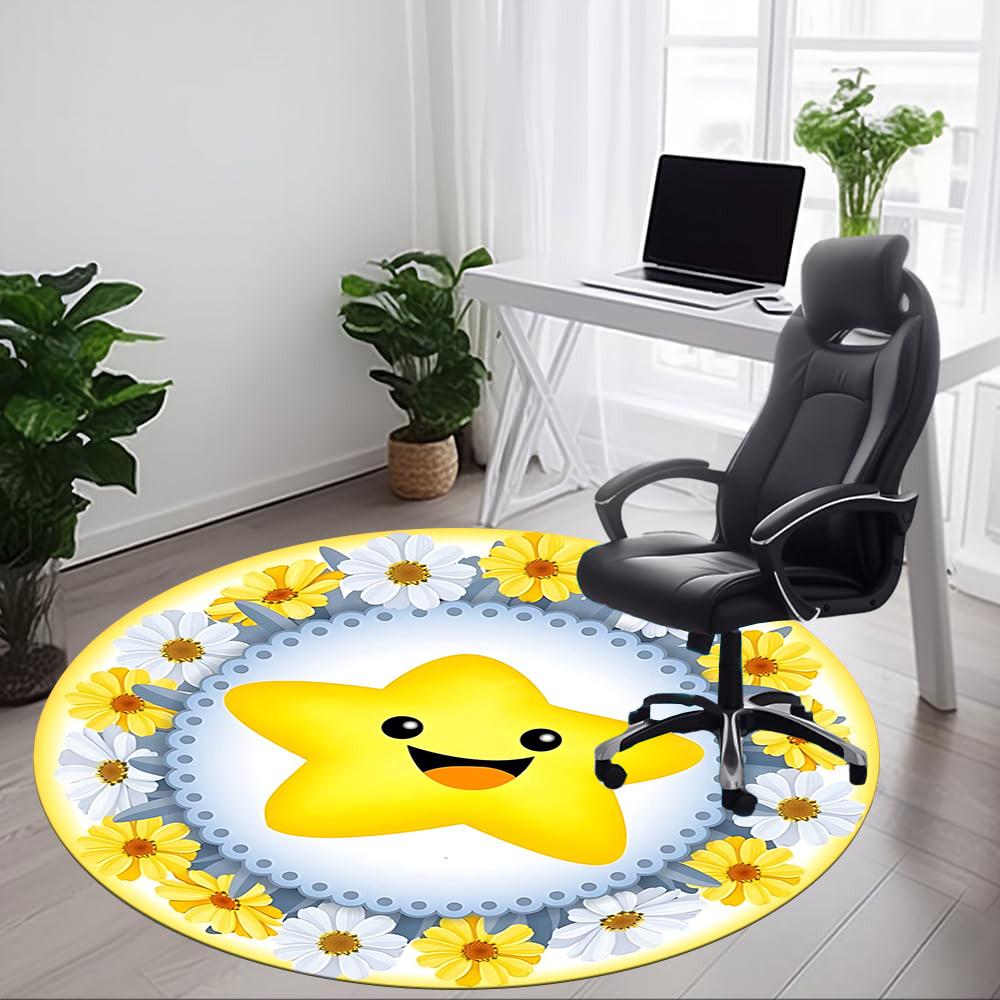 1pc Star Flowers Badge Chair Carpet for Office, Non-slip, Soft and Durable Office Rug, Perfect for Office yy251227141